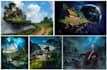 draw environment concept art, fantasy worlds