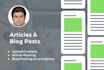 upload content, article posting, blog post on wordpress