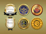 design award, digital, shield, web badge, seal and stamp