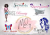 design natural hair, boutique and cosmetics logo