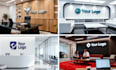 create 25 realistic office wall mockups featuring your logo