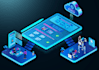 design a colorful flat and isometric illustration