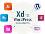 convert PSD, sketch, xd, PDF design to wordpress using elementor pro