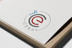 design a geometric wordmark circular stamp logo and icon