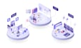 create a colorful flat and isometric illustration