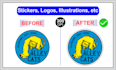 create outlines and die cut for logo, stickers, illustrations, etc
