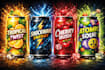 design creative beer label, energy drink, juice and colas