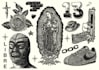 create flash tattoo woodblock style, traditional, vintage