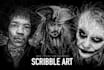 draw scribble art on black background of your portrait
