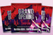 design website launch, grand opening, and birthday flyers
