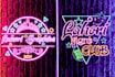 design neon logo, neon sign, glowing text