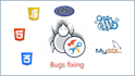 fix html, css, js, php, laravel, bootstrap bugs, errors
