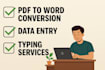 data entry, typing work in excel and word
