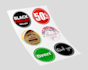 design sticker patch pin badge label with print ready