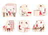 draw flat yoga pose, workout, fitness illustration of people