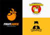 create juice bar, vegetable, fruit smoothies, and cafe logo