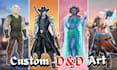 draw dnd character art, fantasy art, illustration for concept art