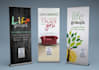 design retractable banner, roll up,  backdrop, ads, church