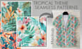 design fashion seamless pattern textile prints and mockup
