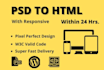 convert psd to html, xd, figma to html responsive bootstrap