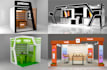 design exhibition booth, kiosk, 3d stand, virtual booth