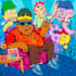 album cover hip hop, rap, cartoon art, character illustration art
