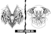 draw japanese black and white horror, dark art illustration