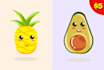kawaii fruit and veggie for your kids brand or sticker