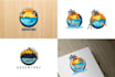 create a logo themed adventure, camping and the ocean