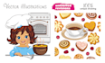 draw food, drinks and any illustrations a cooking theme