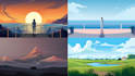 illustrate beautiful flat landscape illustration art