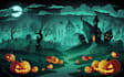 design landscape illustration botanical season horror themes in vector art