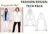 draw fashion design tech pack flat sketch