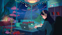 create lofi hiphop animation with aesthetic style