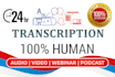 transcribe audio or video files