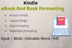 do paperback, hardcover, and epub formatting for kdp and nook