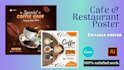 design product posters, cafe and restaurant posters, instagram posts