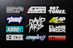 design dj, music, band, and typography logo