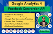 google analytics, facebook pixel conversion API, ga4 server side tracking by GTM
