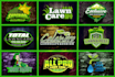 design landscape, lawn care, mowing and irrigation logo