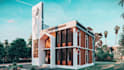 design render two story mosque building