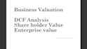 do business valuation, financial and investment analysis
