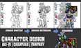 draw character concept art and character design with unique