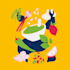 draw food and recipes illustrations in flat and modern style