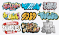 create custom graffiti throw up for your logo, text or tag