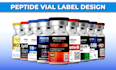 design peptide, product label design, vial, 3d mockup