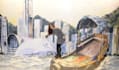 do optical illusion banner and poster