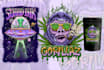 create weed, trippy, psychedelic, illustration tshirt design