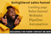 gohighlevel sales funnel, landing page, go high level website