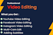do professional video editing for your social media, youtube in just 24 hours